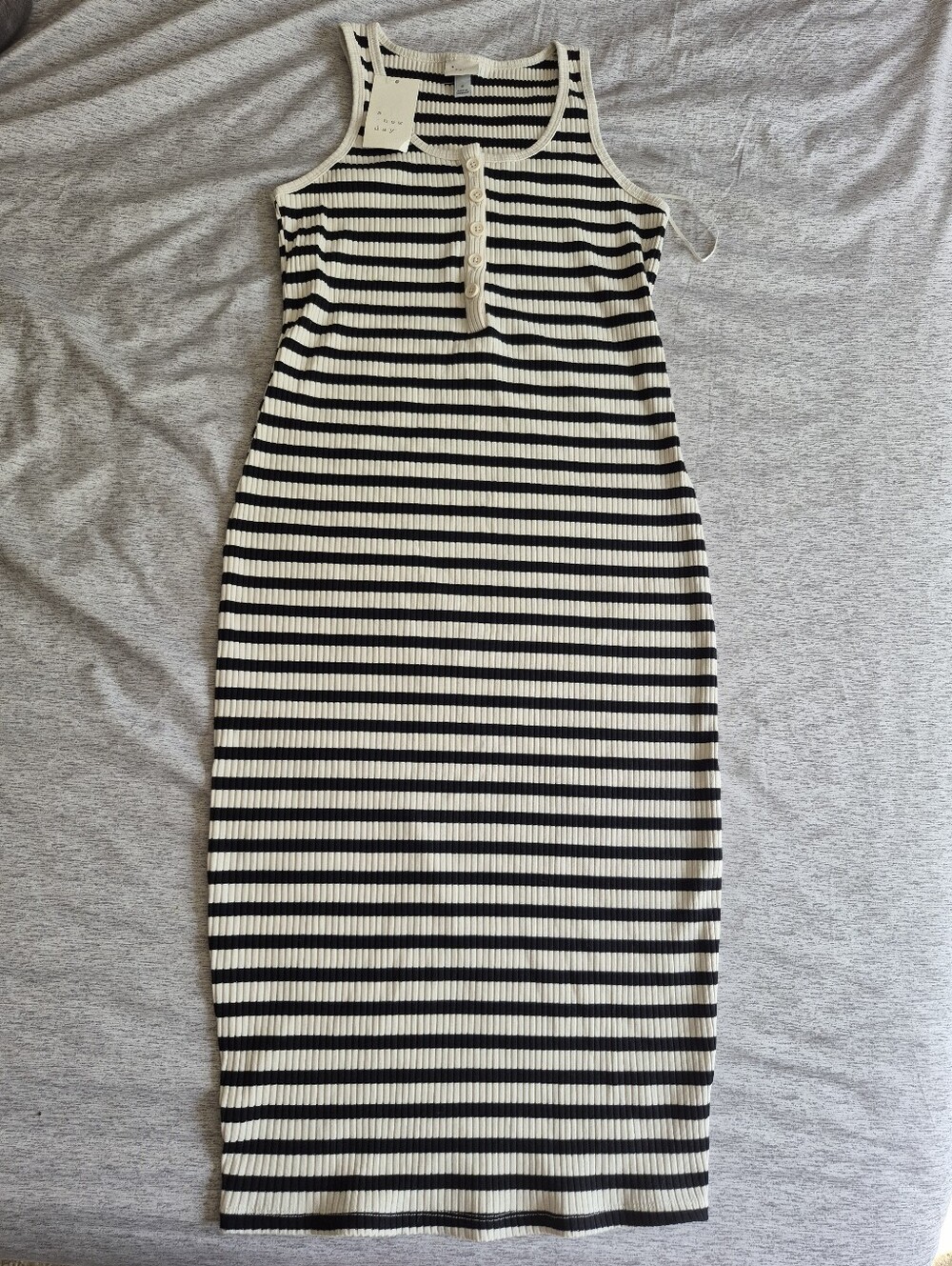 a new day Black and White Striped Ribbed Tank Dress